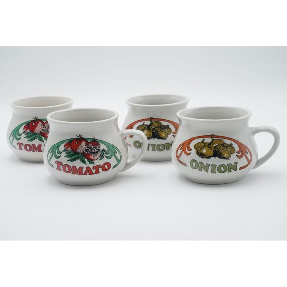 Vintage Soup Mugs TOMATO & ONION Set of 4 by 中国唐山 - Picture 1 of 7